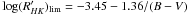 Mathematical equation: \hbox{$\log (R'_{HK})_{\rm lim}=-3.45-1.36/(B-V)$}