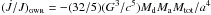 Mathematical equation: \hbox{$(\dot{J}/J)_\mathrm{\textsc{gwr}} = -(32/5) (G^{3}/c^{5}) M_\mathrm{d}M_\mathrm{a}M_\mathrm{tot}/a^{4}$}