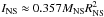 Mathematical equation: \hbox{$I_\mathrm{NS} \approx 0.357 M_\mathrm{NS} R_\mathrm{NS}^{2}$}