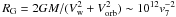 Mathematical equation: \hbox{$R_{\rm G}=2GM/(V_{\rm w}^2+V_{\rm orb}^2)\sim 10^{12} v_7^{-2}$}
