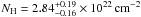 Mathematical equation: \hbox{${N}_{\rm H}=2.84^{+0.19}_{-0.16} \times 10^{22}\,{\rm cm}^{-2}$}