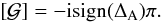 Mathematical equation: \begin{equation} \left[\mathcal{G}\right] = - {\rm i} \textrm{sign} (\da) \pi. \end{equation}