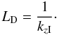 Mathematical equation: \begin{equation} \ld = \frac{1}{k_{z \rm I}}\cdot \end{equation}