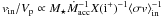 \hbox{$v_{\rm in}/V_{\rm p} \propto M_\star \dot{M}_{\rm acc}^{-1} X({\rm i}^+)^{-1} \langle \sigma v \rangle _{\rm in}^{-1}$}