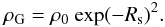 Mathematical equation: $$ \rho_{\rm G} = \rho_0 ~\mbox{exp} (-R_{\rm s})^{2}. $$
