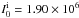 Mathematical equation: \hbox{$I_0^{\rm i}=1.90\times10^6$}