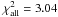 Mathematical equation: \hbox{$\chi_{\mathrm{all}}^{2} = 3.04$}