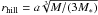 \hbox{$r_{\rm hill}=a\sqrt[3]{{M}/({3 M_{\ast}})}$}