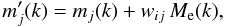 \appendix \setcounter{section}{1} \begin{equation} m'_{j}(k) = m_{j}(k) + w_{ij}\,M_{\rm{e}}(k), \end{equation}