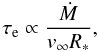 Mathematical equation: \begin{equation} \tau_{\rm e}\propto{\Mdot\over\vinf\Rstar}, \label{taue} \end{equation}