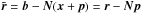Mathematical equation: \hbox{$\tilde{\vec{r}}=\vec{b}-\vec{N}(\vec{x}+\vec{p})=\vec{r}-\vec{N}\vec{p}$}