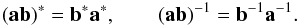 \appendix \setcounter{section}{1} \begin{equation} \label{eq:quatcom} (\quat{a}\quat{b})^*=\quat{b}^*\quat{a}^* , \quad \quad (\quat{a}\quat{b})^{-1}=\quat{b}^{-1}\quat{a}^{-1}. \end{equation}