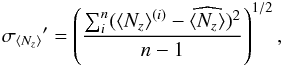 Mathematical equation: \begin{equation} \widehat{\nz} = \frac{\sum_i^n \nz^{(i)}/\left(\snz^{(i)}\right)^2}{\sum_i^n 1/\left(\snz^{(i)}\right)^2} , \end{equation}