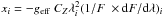 Mathematical equation: \hbox{$x_i = -g_\mathrm{eff}\ \cz \lambda^2_i (1/F\ \times \mathrm{d}F/\mathrm{d}\lambda)_i$}
