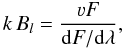 Mathematical equation: \begin{equation} k\,B_l = \frac{\varv F}{{\rm d}F/{\rm d}\lambda}, \label{eqn_bl} \end{equation}