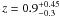 \hbox{$z= 0.9_{-0.3}^{+0.45}$}