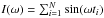 Mathematical equation: \hbox{$I(\omega) = \sum_{i=1}^{N}\sin(\omega t_i)$}
