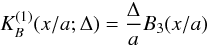 Mathematical equation: \appendix \setcounter{section}{1} \begin{equation} K_B^{(1)}(x/a;\Delta) = \frac{\Delta}{a}B_3(x/a) \end{equation}