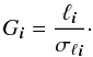 Mathematical equation: \begin{equation} G_{\vec i} = \frac{\ell_{\vec i}}{{\sigma_{\ell}}_{\vec i}}\cdot \label{eq:snfield} \end{equation}