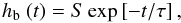 Mathematical equation: \begin{equation} \label{eq:5} \RepBolo(t) = S \Exp{-t/\tau}, \end{equation}