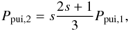 Mathematical equation: \begin{equation} P_{\rm pui,2}= s \frac{2s+1}{3} P_{\rm pui,1}, \end{equation}