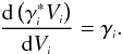 Mathematical equation: \begin{equation} \frac{{\rm d} \left(\gen{\gamma}^\ast \gen{V} \right)}{{\rm d}\gen{V}}= \gen{\gamma}. \label{gest1} \end{equation}