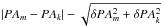 Mathematical equation: \hbox{$|PA_{m}-PA_{k}| - \sqrt{\delta PA_{m}^2+\delta PA_{k}^2}$}