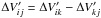 Mathematical equation: \hbox{$\Delta V'_{ij} =\Delta V'_{ik}-\Delta V'_{kj}$}