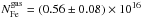 Mathematical equation: \hbox{$N_{\rm Fe}^{\rm gas}=(0.56\pm0.08)\times10^{16}$}