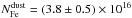 Mathematical equation: \hbox{$N_{\rm Fe}^{\rm dust}=(3.8\pm0.5)\times10^{16}$}