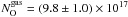 Mathematical equation: \hbox{$N_{\rm O}^{\rm gas}=(9.8\pm1.0)\times10^{17}$}
