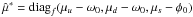 Mathematical equation: \hbox{$\hat\mu^*={\rm diag}_f(\mu_u-\omega_0,\mu_d-\omega_0,\mu_s-\phi_0)$}