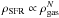 Mathematical equation: \hbox{$\rho_{\rm SFR} \propto \rho_{\rm gas}^{N}$}