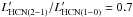 Mathematical equation: \hbox{$L'_{\rm HCN(2-1)}/L'_{\rm HCN(1-0)} = 0.7$}