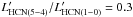 Mathematical equation: \hbox{$L'_{\rm HCN(5-4)}/L'_{\rm HCN(1-0)} = 0.3$}