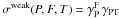 Mathematical equation: \hbox{$\sigma^{\rm weak}(P,F,T) = \gamma_{\rm P}^{\rm F} \,\gamma_{\rm PT}$}