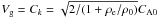 Mathematical equation: \hbox{$V_{\rm g} = C_k = \sqrt{2 / (1 + \rho_{\rm e} / \rho_{0})} C_{\rm A0}$}