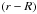 Mathematical equation: \hbox{$\left( r - R \right)$}