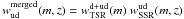 Mathematical equation: \hbox{$w_{\rm ud}^{\rm merged}(m,z) = w_{\rm TSR}^{\rm d+ud}(m)\ w_{\rm SSR}^{\rm ud}(m,z)$}