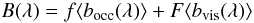Mathematical equation: \begin{equation} B(\lambda) = f\langle b_{\mathrm{occ}}(\lambda) \rangle + F \langle b_{\mathrm{vis}}(\lambda) \rangle \end{equation}