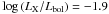 Mathematical equation: \hbox{$\log\left(L_{\rm X}/L_{\rm bol}\right)=-1.9$}