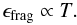 Mathematical equation: \begin{equation} \epsilon_{\rm frag} \propto T. \label{eq:epsilon} \end{equation}