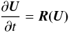 Mathematical equation: \begin{eqnarray} \frac{\partial \vec{U}}{\partial t}=\vec{R(U)} \end{eqnarray}
