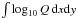 Mathematical equation: \hbox{$\int \log_{10}Q\,{\rm d}x{\rm d}y$}