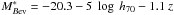 Mathematical equation: \hbox{$M^*_{B \rm ev} = -20.3 - 5~\log~h_{70}-1.1~z$}