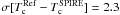 Mathematical equation: \hbox{$\,\sigma[T_{{\rm c}}^{{\rm Ref}}-T_{{\rm c}}^{{\rm SPIRE}}]=2.3\,$}