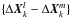 Mathematical equation: \hbox{$\{\Delta \vec X_k^{l}-\Delta \vec X_k^{m}\}$}