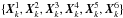Mathematical equation: \hbox{$\{\vec X^1_k, \vec X^2_k,\vec X^3_k,\vec X^4_k,\vec X^5_k,\vec X^6_k\}$}