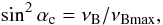 Mathematical equation: \begin{equation} \label{alpha_c} \sin^2\alpha_{\mathrm{c}}=\nu_{\mathrm{B}}/\nu_{\mathrm{Bmax}}, \end{equation}