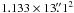 Mathematical equation: \hbox{$1.133 \times 13\farcs1^2$}